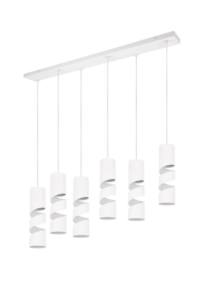 Lampe à suspension tube 6 lumières Stream blanc Trio 4017807614015