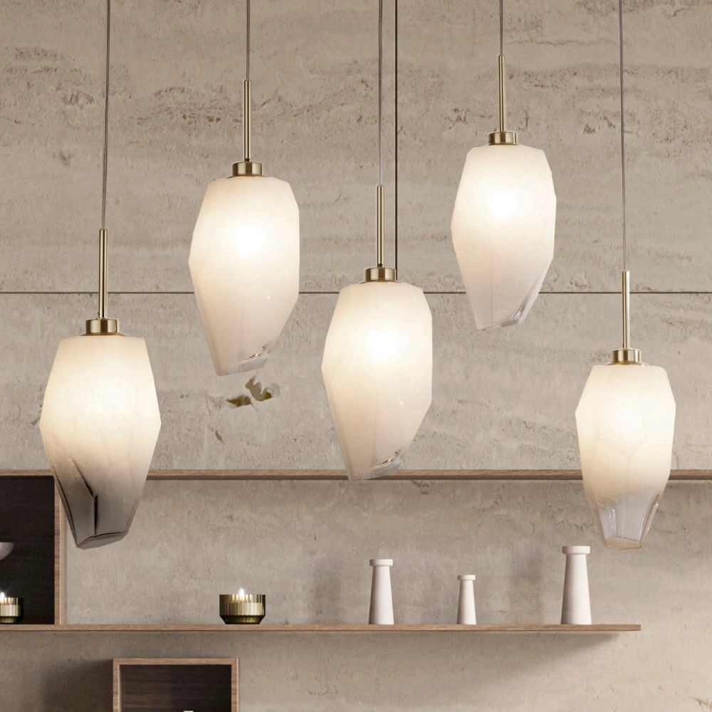 Suspension 5 lumières Rocky avec verre blanc Searchlight 5053423264240