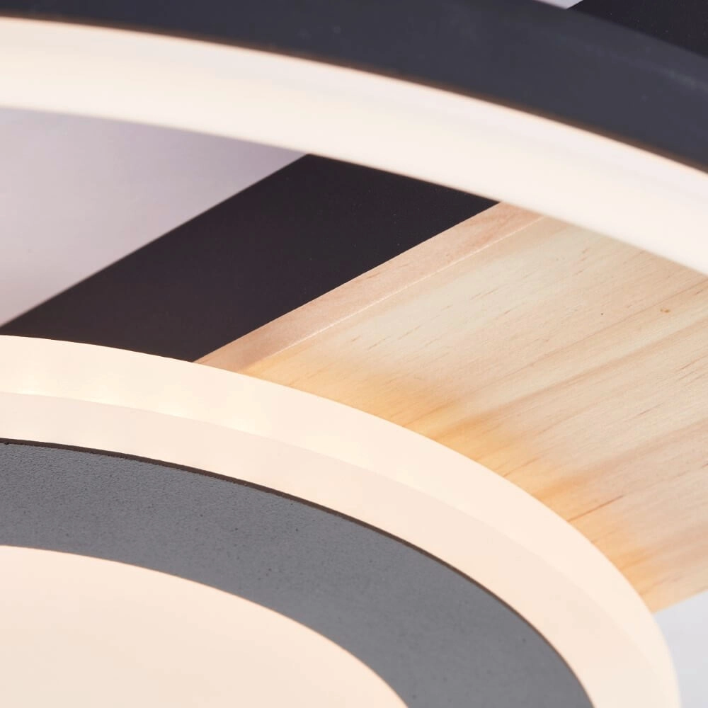 Plafonnier Maureen Ø 37cm noir avec bois Brilliant 4004353420078