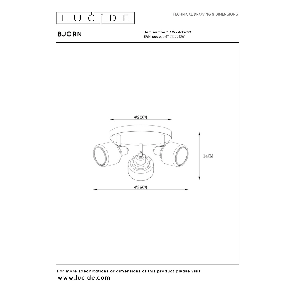 Lampe de plafond Bjorn Or 3 vieux Lucide 5411212771261