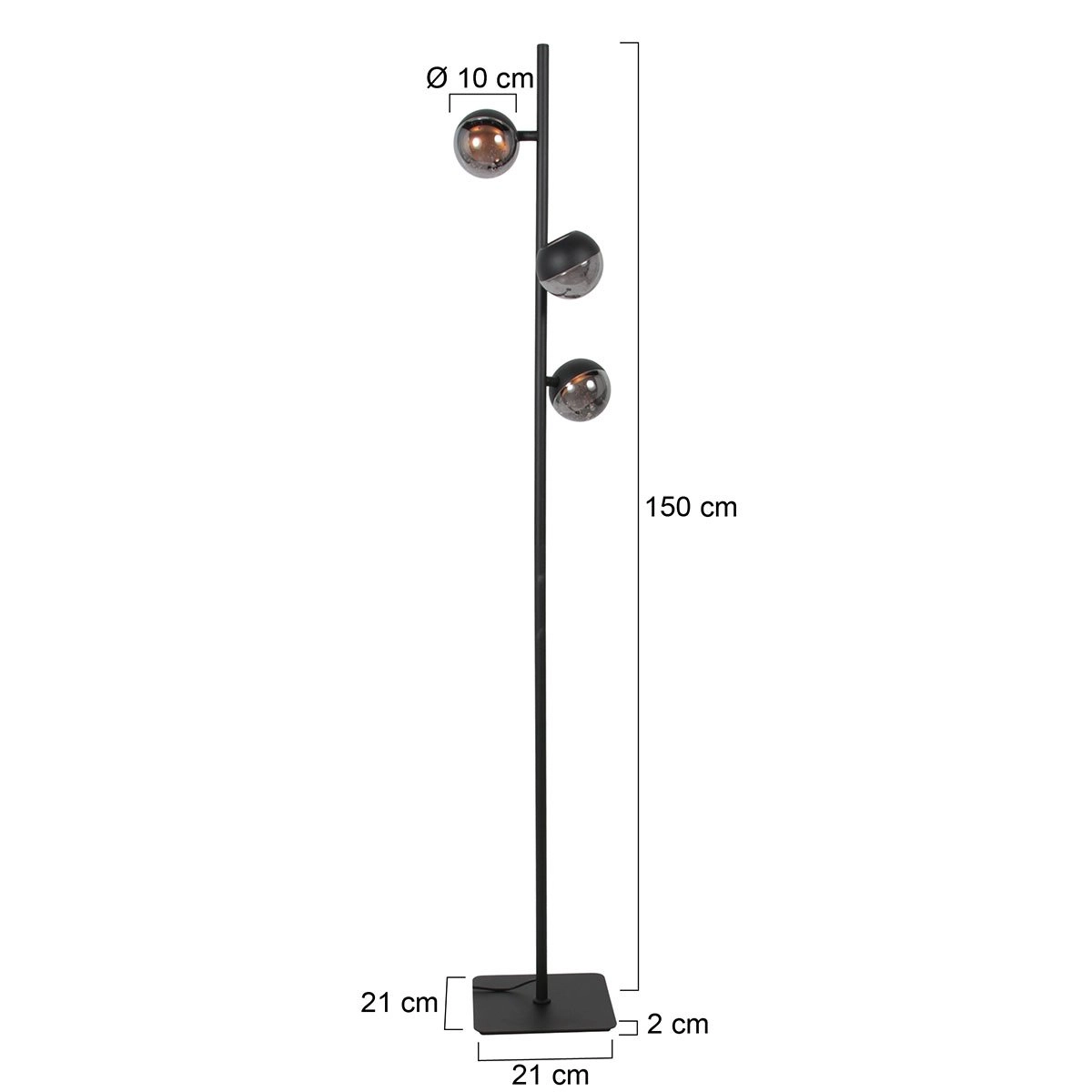 Lampe sur pied à LED Belluno 3-Noir clair - verre Steinhauer 8712746183986