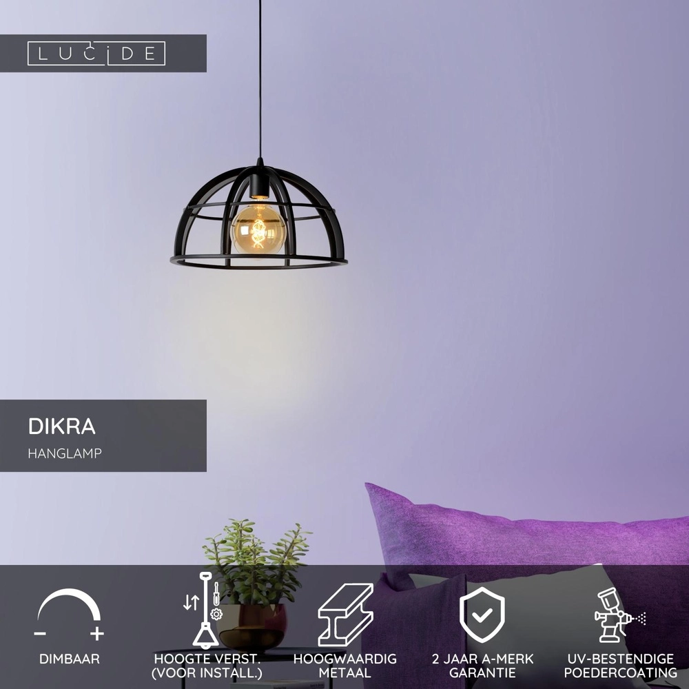 Lampe suspendue Dikra Industrial Black Lucide 5411212761002