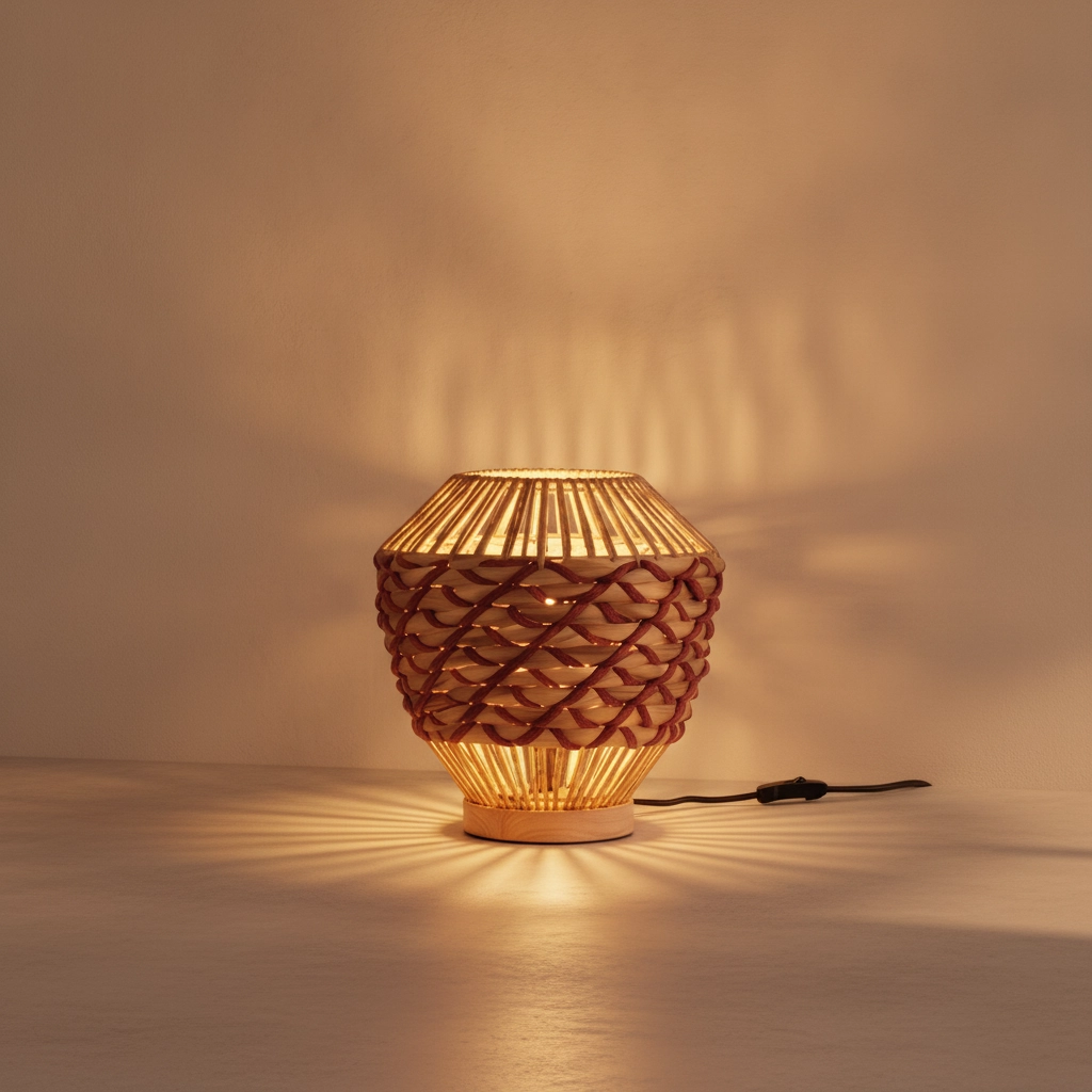 Lampe de table Mapi Ø 29cm rouge avec marron