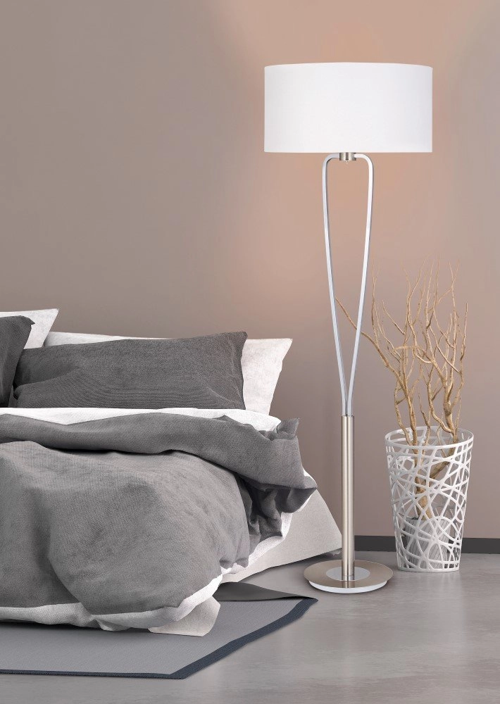 Lampe de table abat-jour Paris II gris avec abat-jour blanc Trio 4017807368390