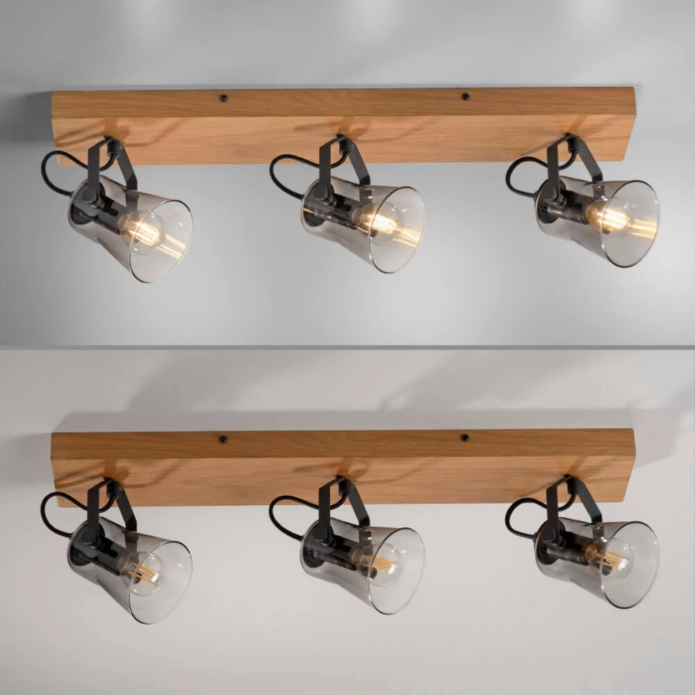 Plafonnier Green Langstrom en bois à 3 lumières Just Light 4043689994884