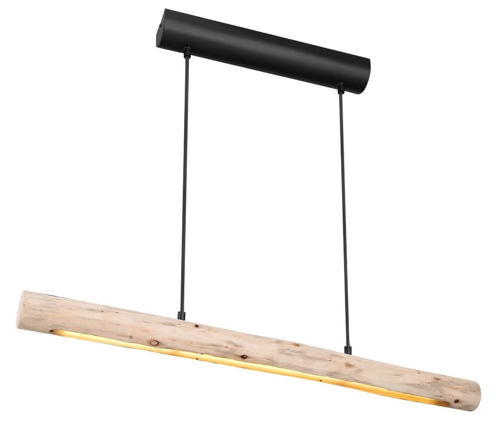 Lampe suspendue Mella noir avec bois 80cm Lampe suspendue Mella noir avec bois 80cm