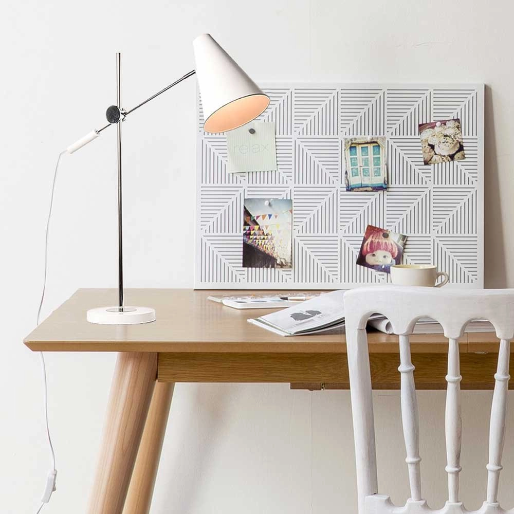 Lampe de bureau élégante Obscur blanc avec chrome Artdelight 8719831732739