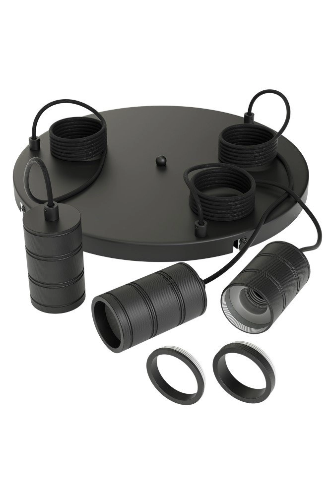 Triple Pendel Cord Disc 3 lumières 40cm noir Triple Pendel Cord Disc 3 lumières 40cm noir