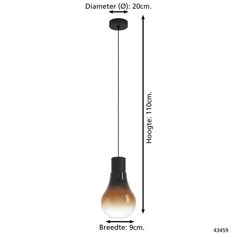Lampe à suspension en verre ambré Chasely Ø 20 cm Eglo 9002759434595