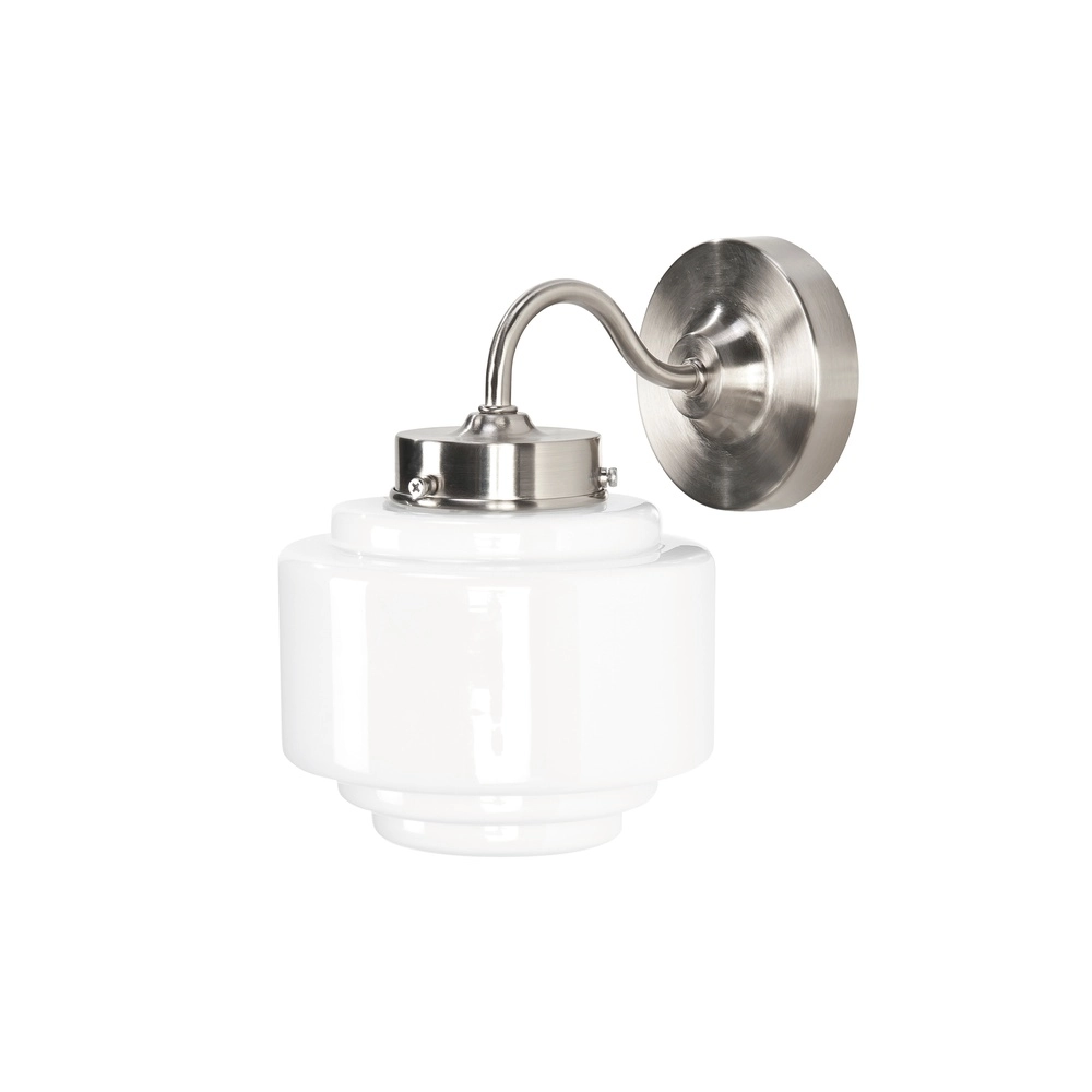 Applique murale en nickel Cambridge avec verre blanc Ø 15cm