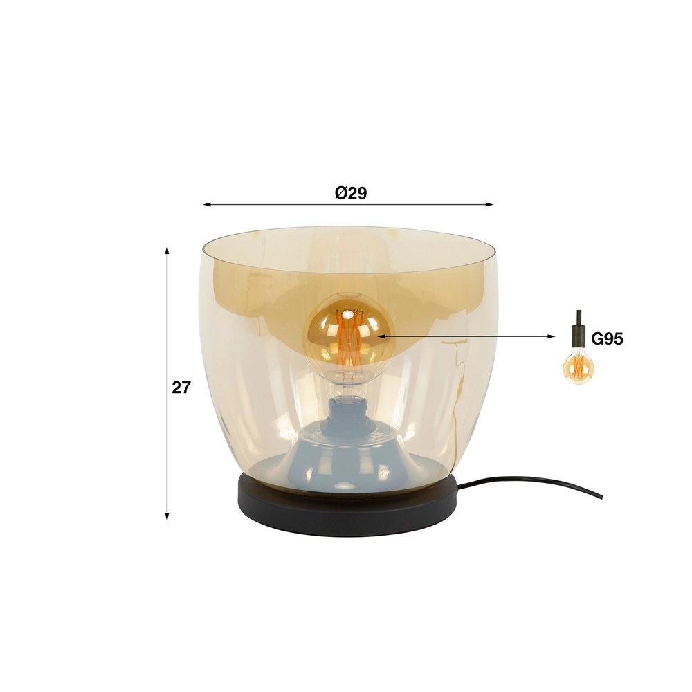 Lampe sur pied en verre ambré UP Ø 29 cm - 27 cm de hauteur Lyora 8716803512580