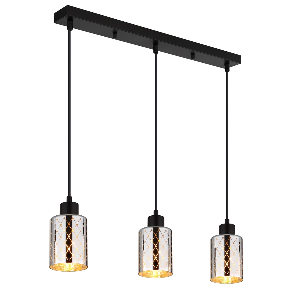 Lampe pendante de conception Alonso Noir à 3 lumières