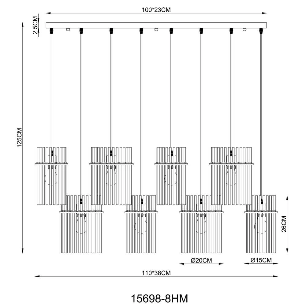 Suspension dorée Gorley avec verre 8 lumières Globo 9007371468959