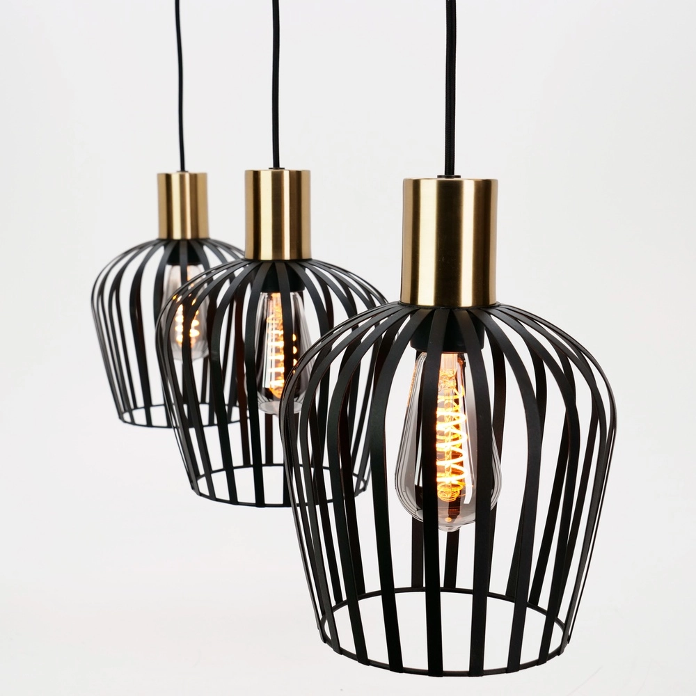 Lampe pendante à 3 lampes Empoli noir avec or - Ø 20cm Eglo 9008606299898