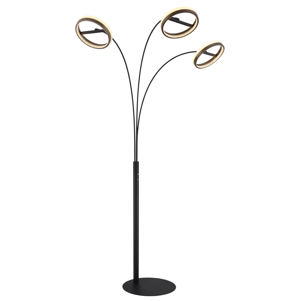 Lampadaire de conception Della Noir à 3 lumières Globo 9007371468744