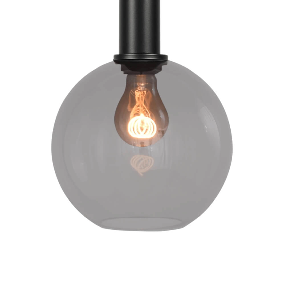 Lampe suspendue Ø 20cm Bella 2 Noir avec verre fumé Masterlight 8718121256382