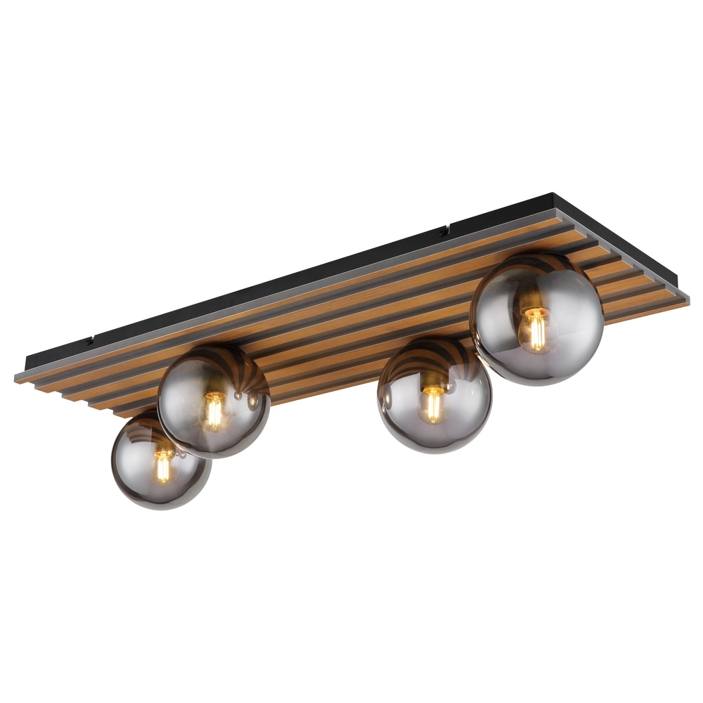 Lampe de plafond Parsons 4-noir clair avec bois