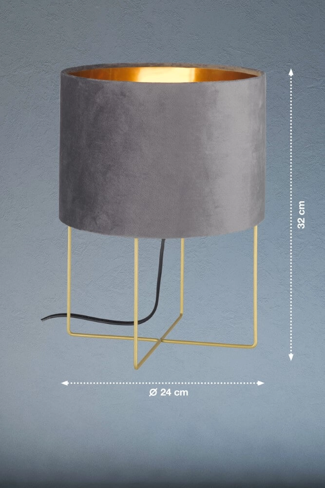 Lampe de table Aura velours gris Fischer & Honsel 4003694504607