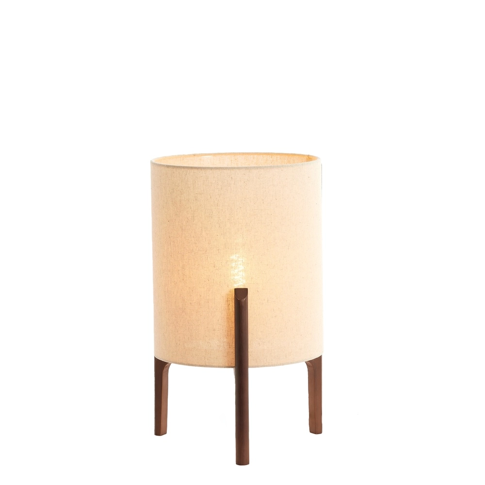 Lampe de table Litto Ø 28 cm - noyer avec lin naturel Light & Living 8717807792695
