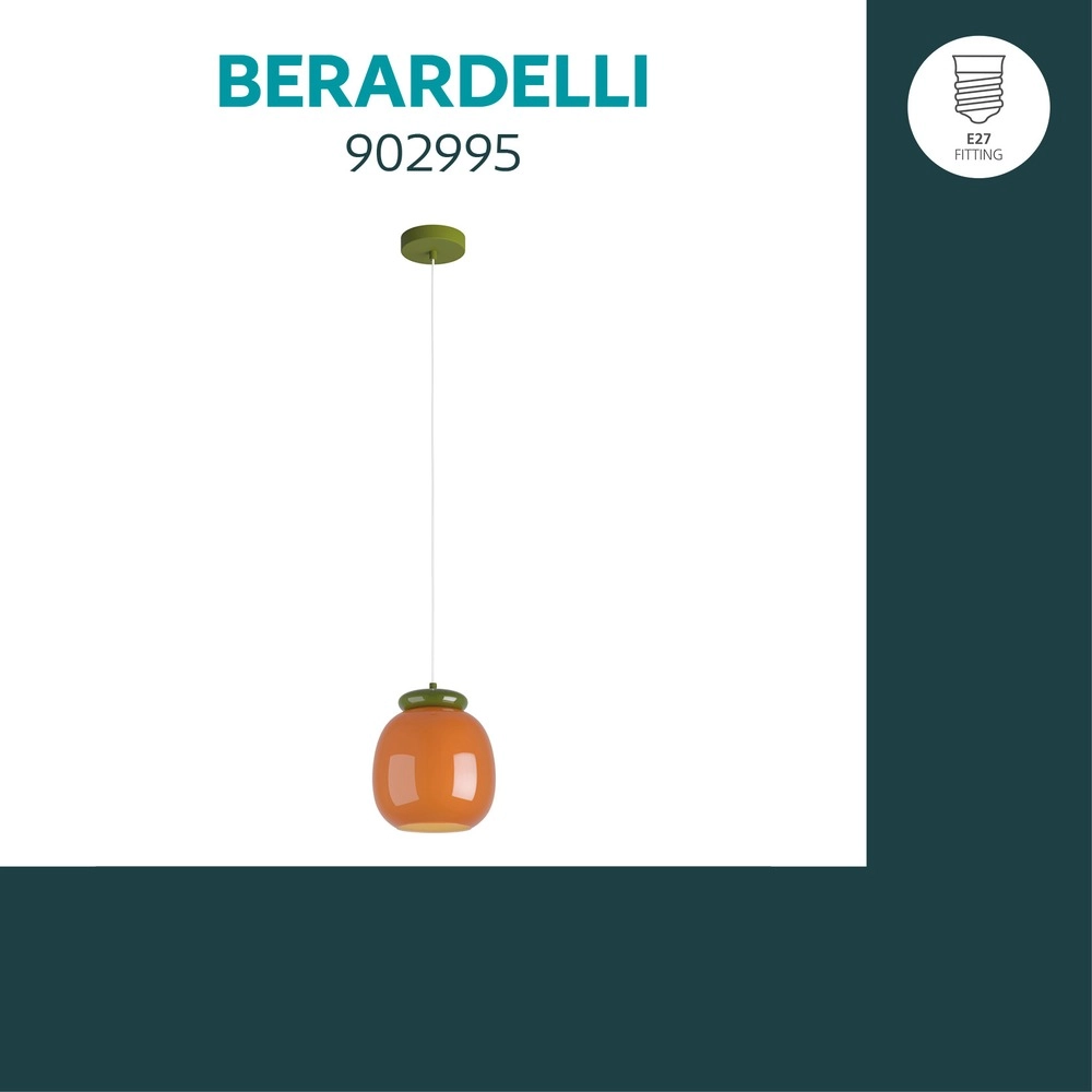 Lampe pendante de conception Berardelli orange avec vert Ø 23cm Eglo 9008606404926