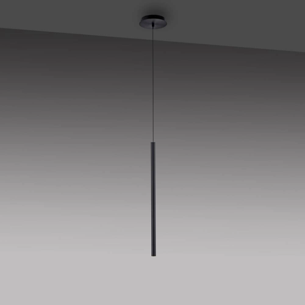 Lampe suspendue unique Flute 1 lumière noir Paul Neuhaus 4012248374764