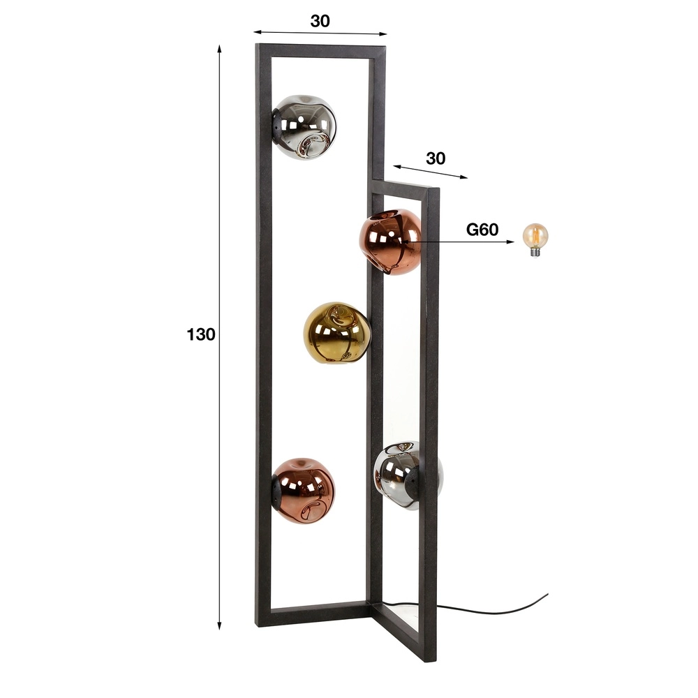 Lampe de pied en verre Stellar 5 lumières Lyora 8716803511637