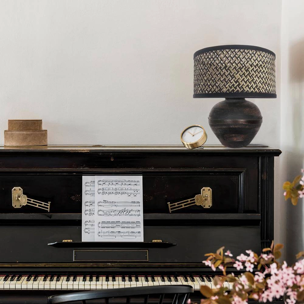 Lampe de table Lyons noir avec abat-jour en bambou 56cm Steinhauer 8712746172447