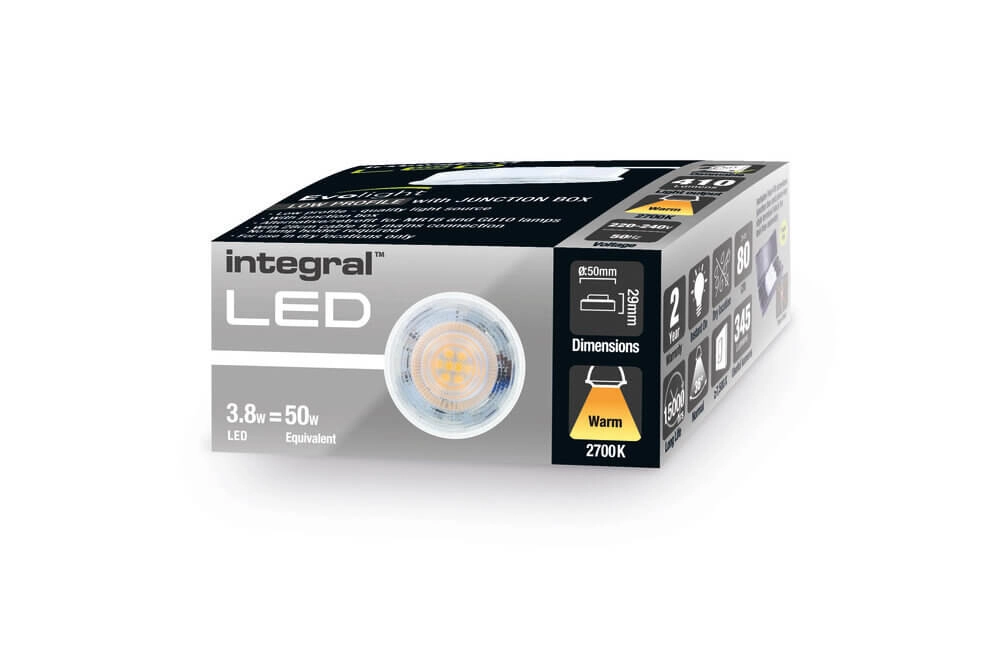 Remplacement du spot GU10 à intensité variable Evolight - 3.8W - 410lm - 2700K Lyora 5055788252788