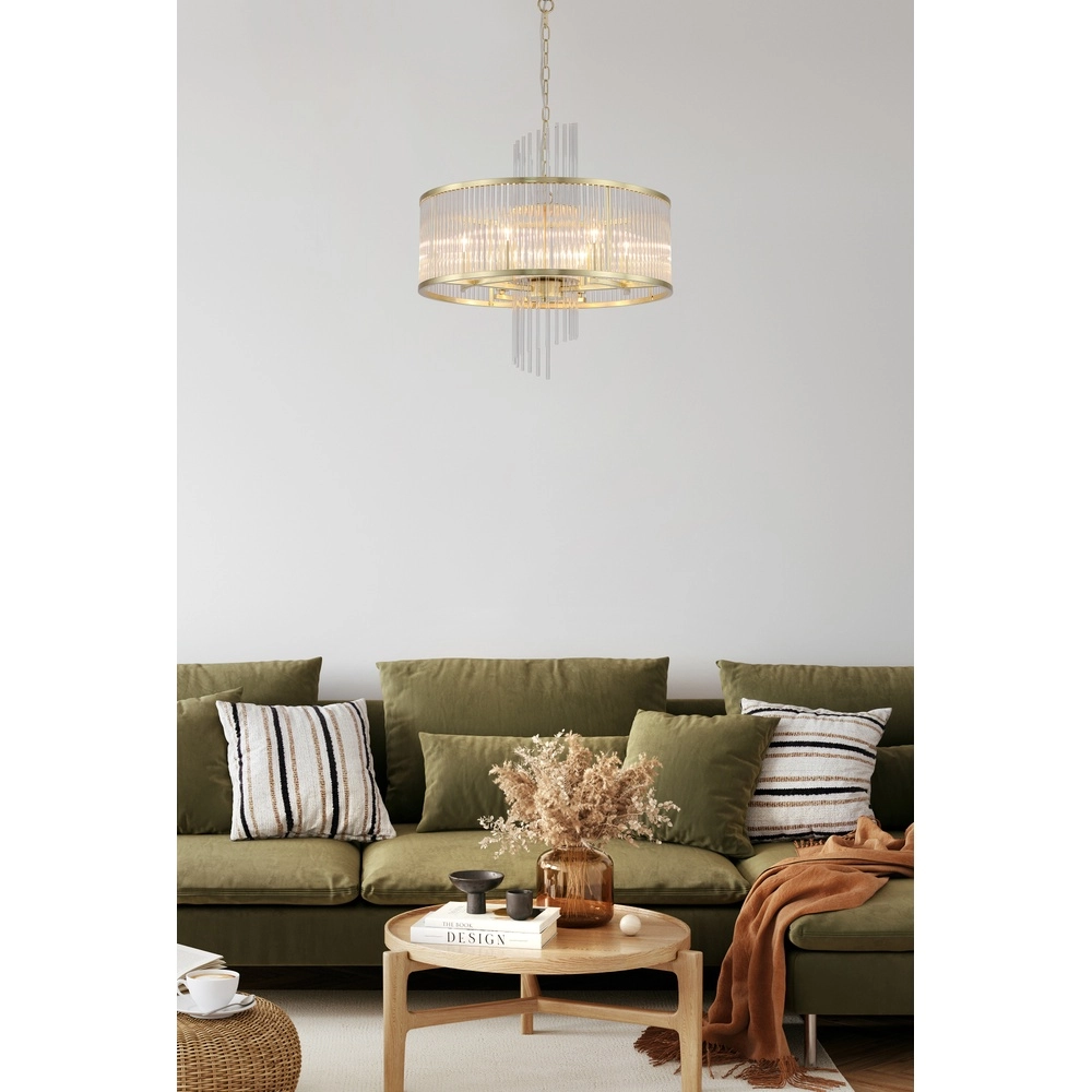 Suspension Lara or avec verre transparent Ø 55cm Searchlight 5053423301457