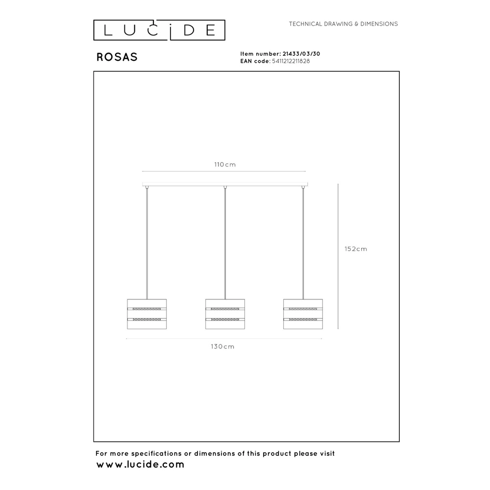 Lampe suspendue Rosas 3 noir clair avec or Lucide 5411212211828