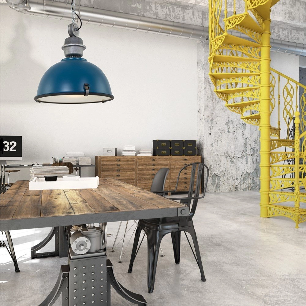 Lampe à suspension Bikkel bleu avec gris métallisé Steinhauer 8712746105162