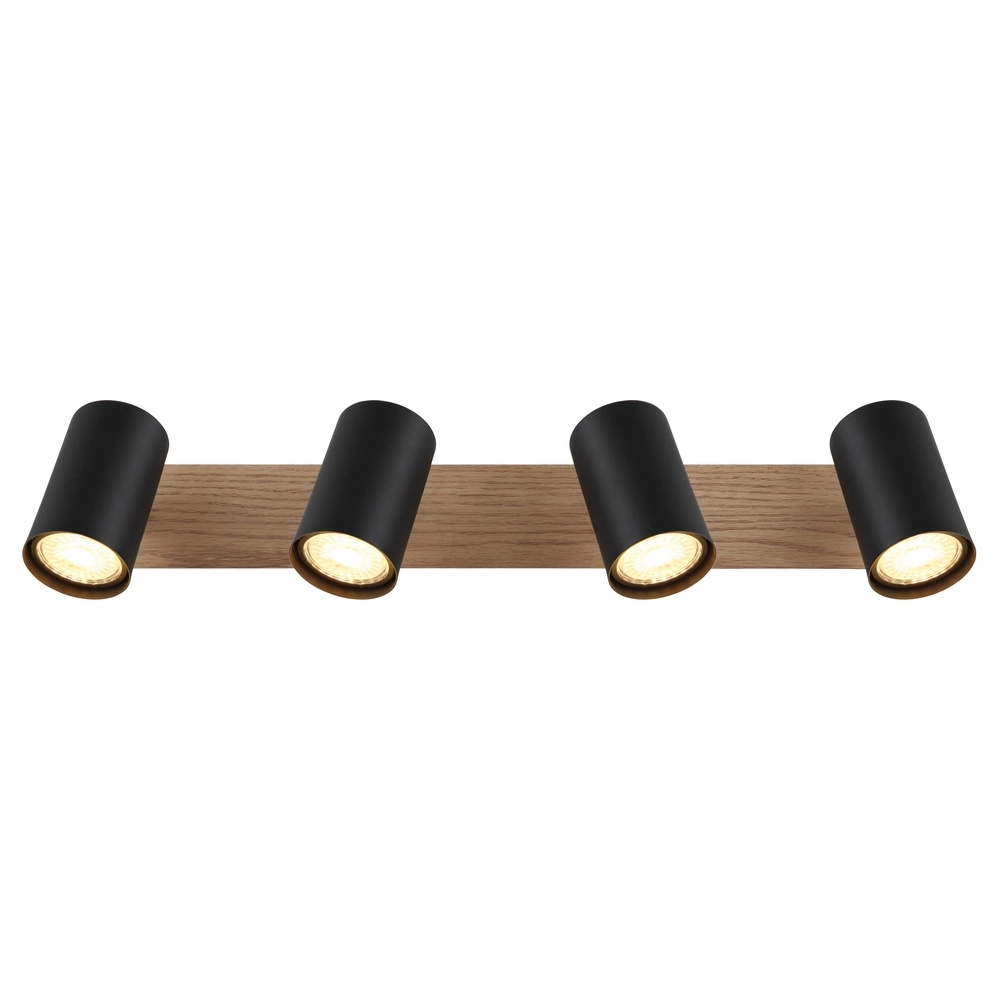 Lampe de plafond Linca 4-noir clair avec bois Globo 9007371458943
