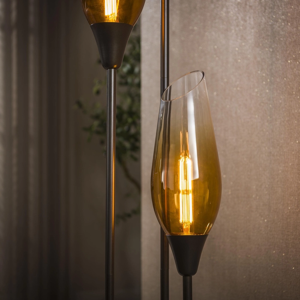Lampe de pied en verre Cocoon 3x E27 - 168cm - verre décoloré Lyora 8716803511880