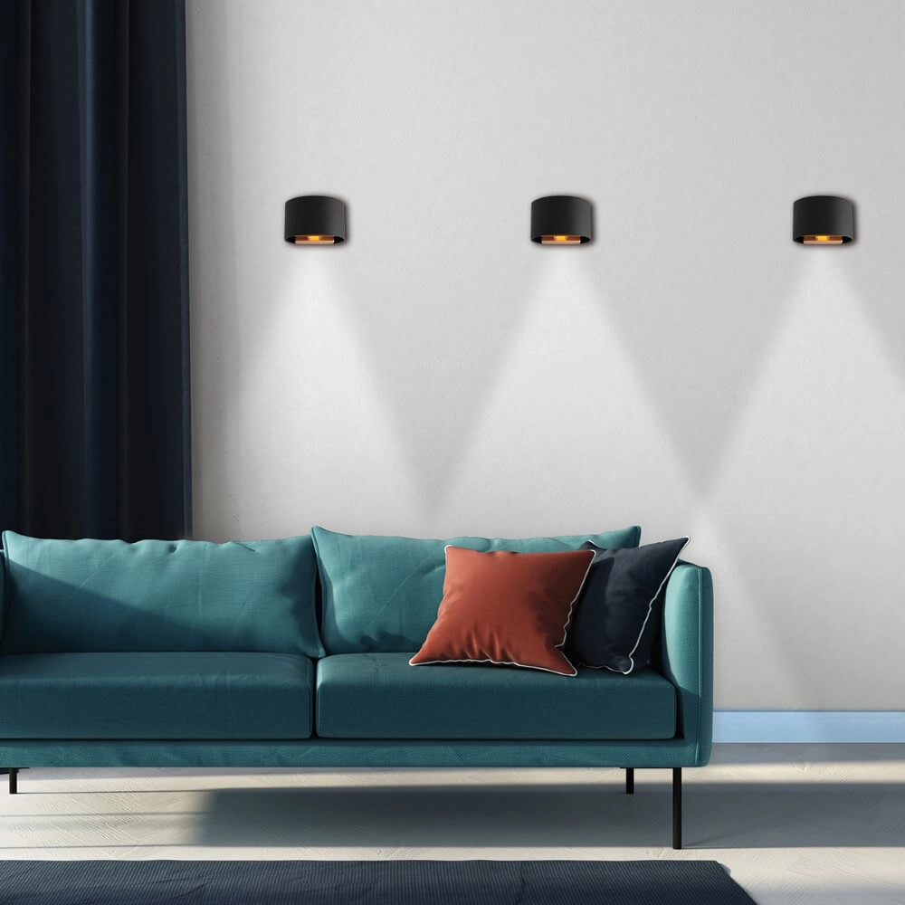 Spot mural rond noir Muro haut et bas Steinhauer 8712746152616