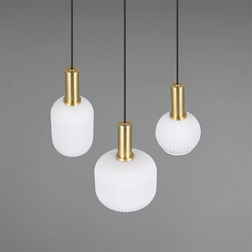 Lampe suspendue pour salle à manger Diva 3 lumières - verre blanc Trio 4017807614503