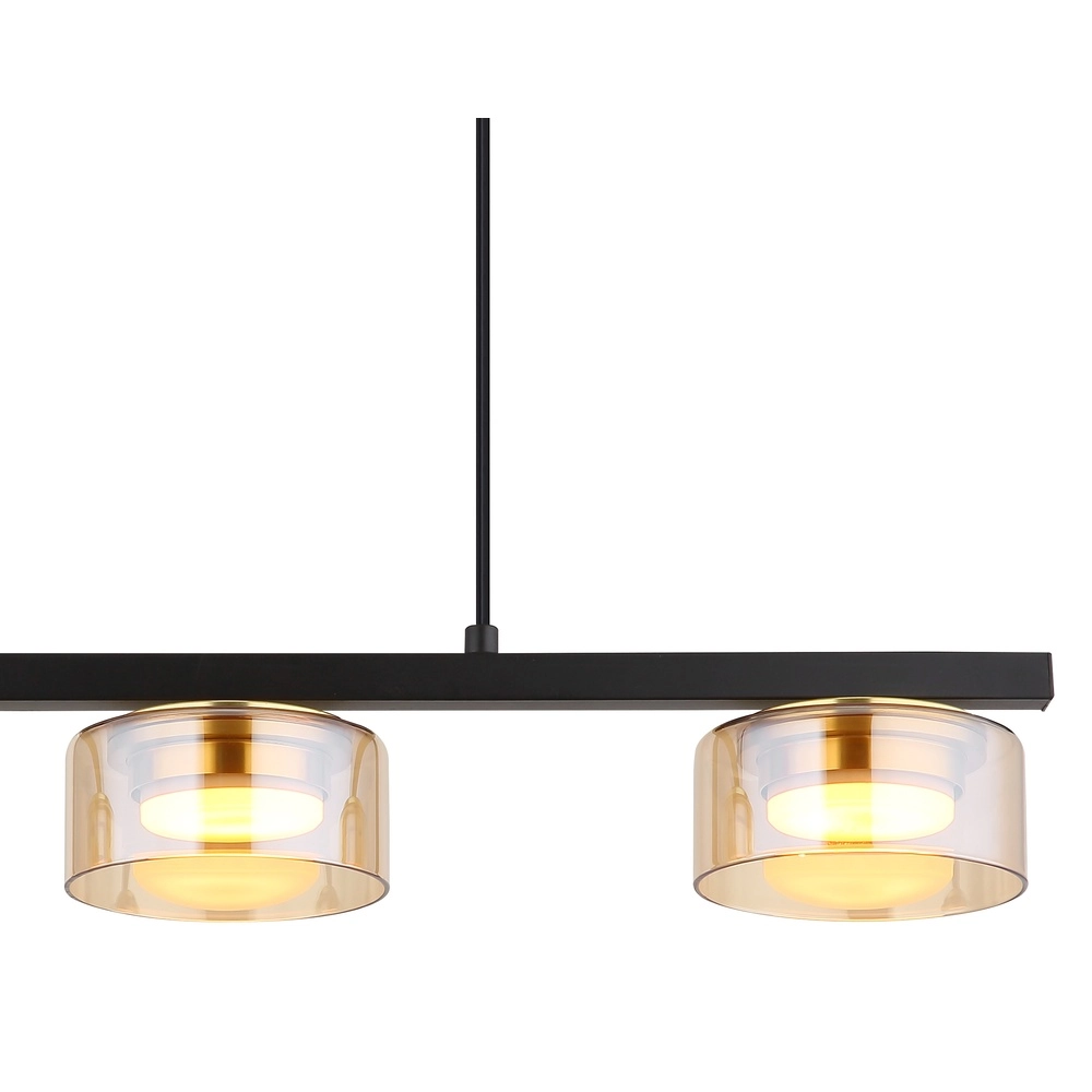 Lampe pendante de conception Higgins noir avec verre ambré Globo 9007371531813