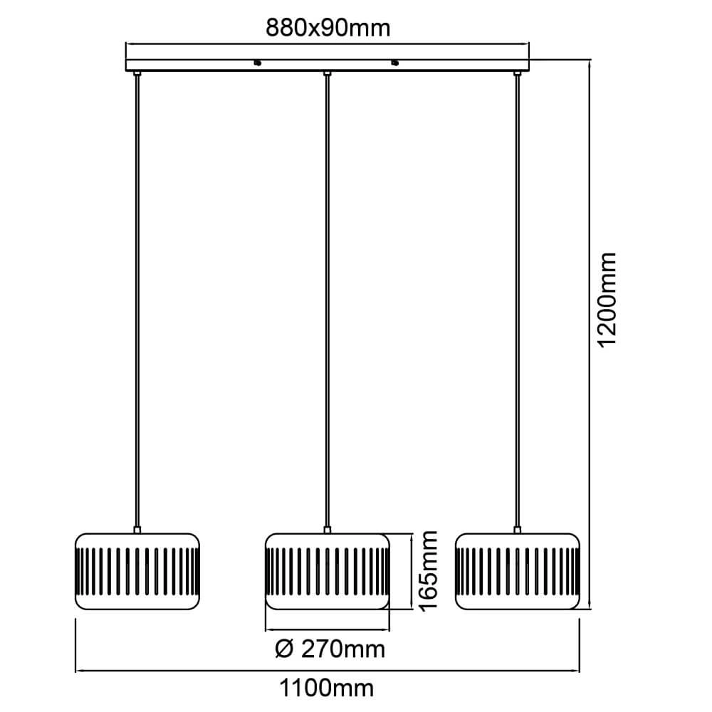 Lampe suspendue pour table à manger Tyas 3 casquettes Brilliant 4004353411472