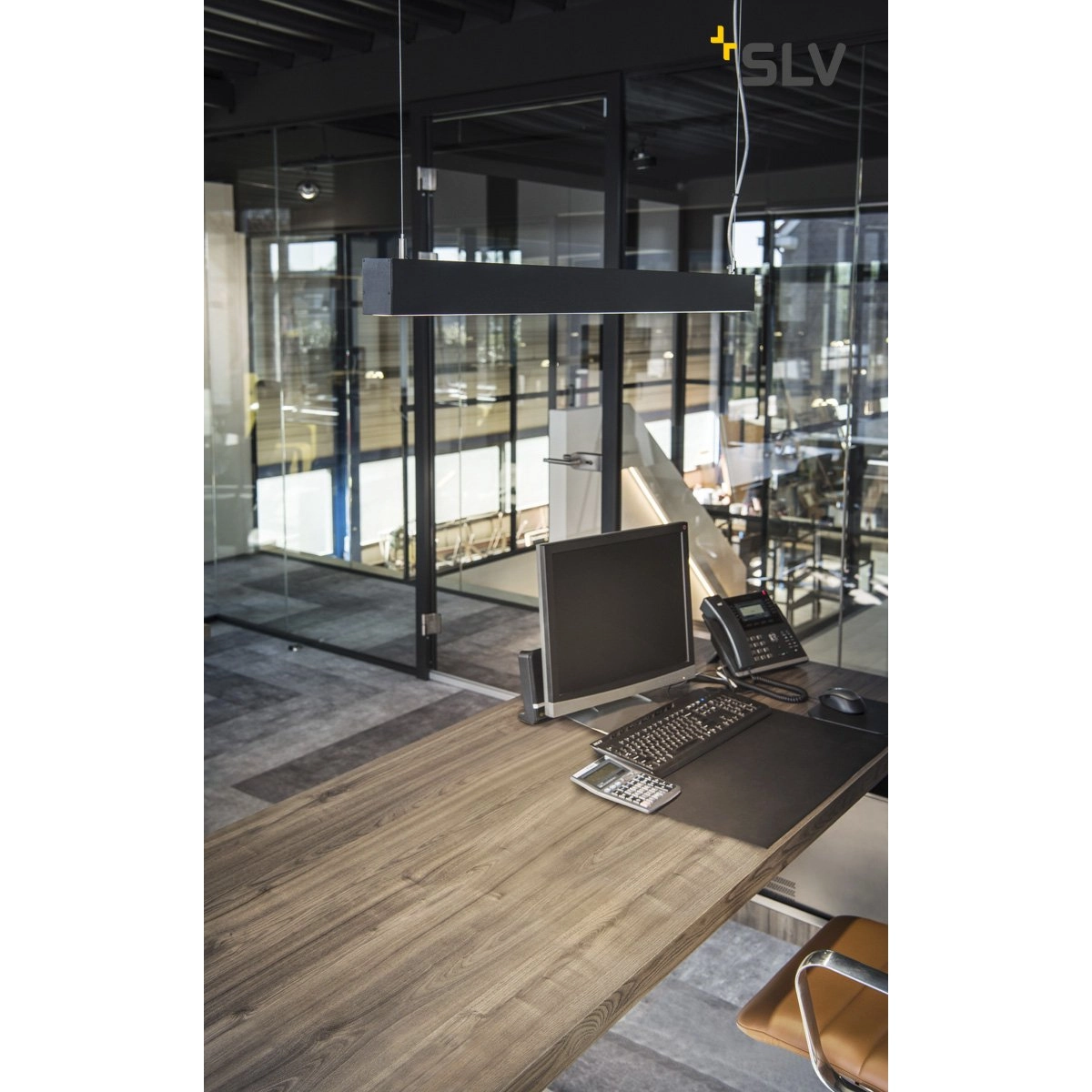 Lampe suspendue de bureau Glenos 4000K 100cm noir SLV 4024163196970