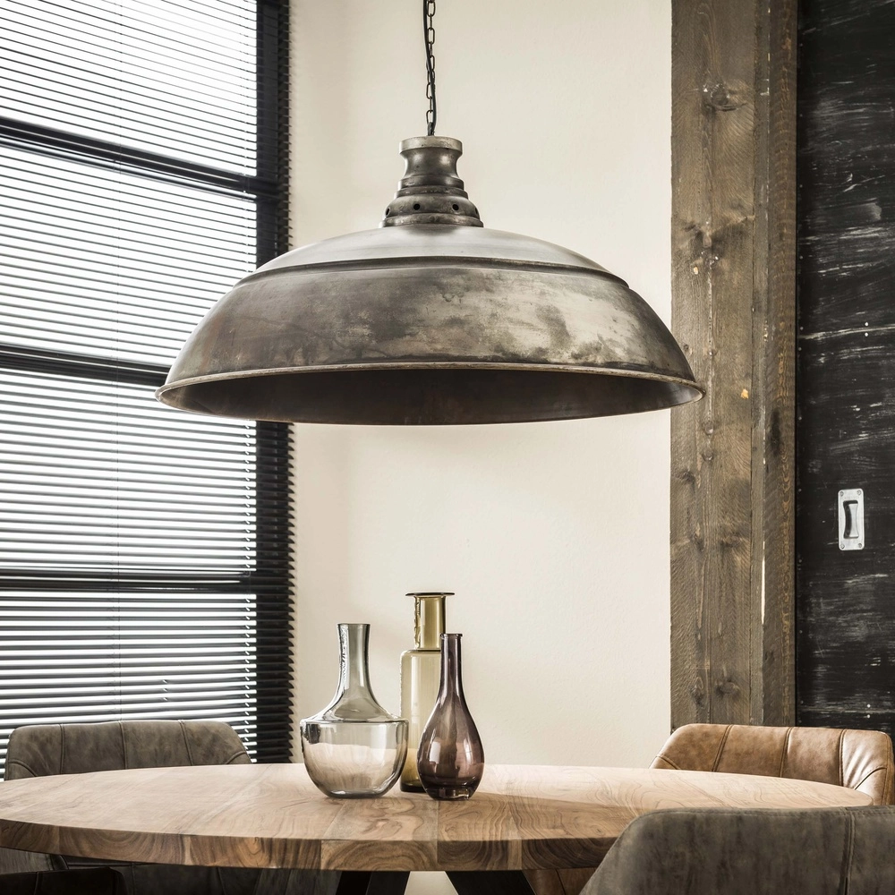 Lampe pendante industrielle Industry Ø 80cm - vieil argent Lyora 8716803511781