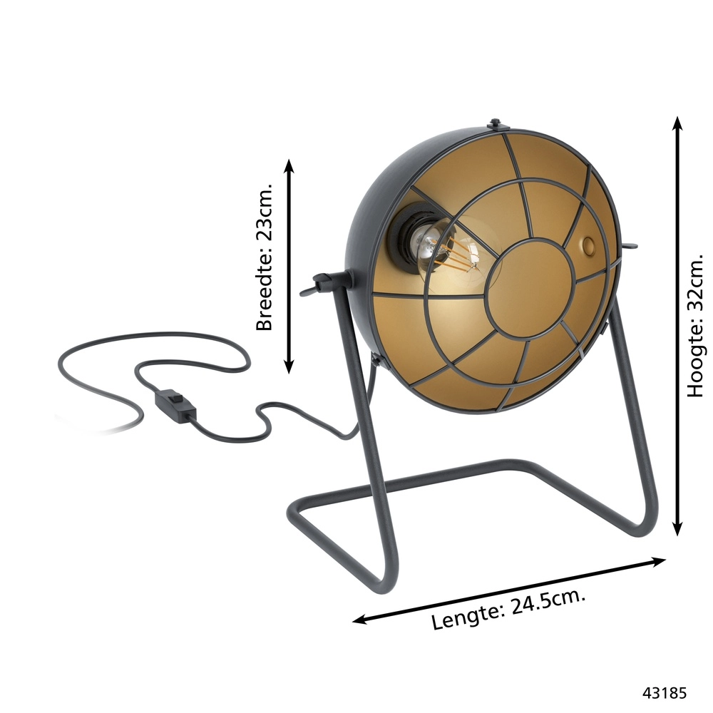 Lampe de table Treburley noir avec or Eglo 9002759431853