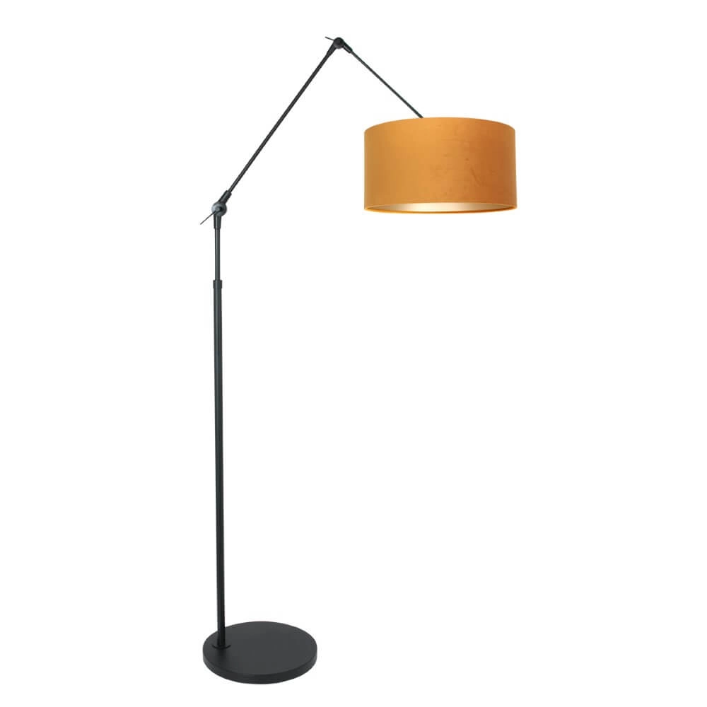 Lampadaire rural Prestige Chic noir avec velours doré Steinhauer 8712746145878