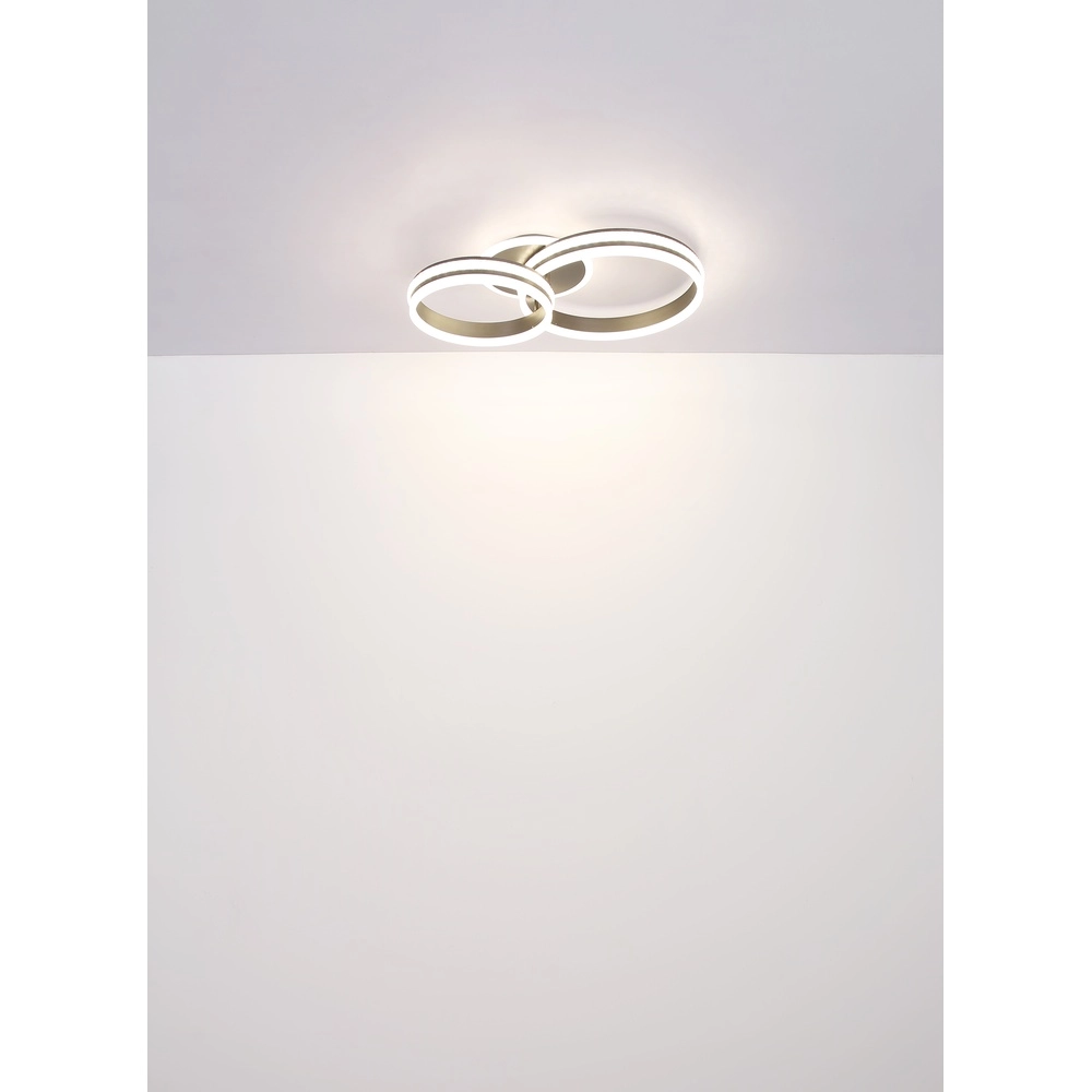 Lampe de plafond à design Grouni 2 anneaux en titane brossés Globo 9007371452002