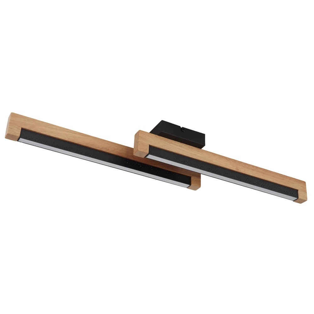 Plafonnier élégant Starla noir avec bois 70cm Globo 9007371453290