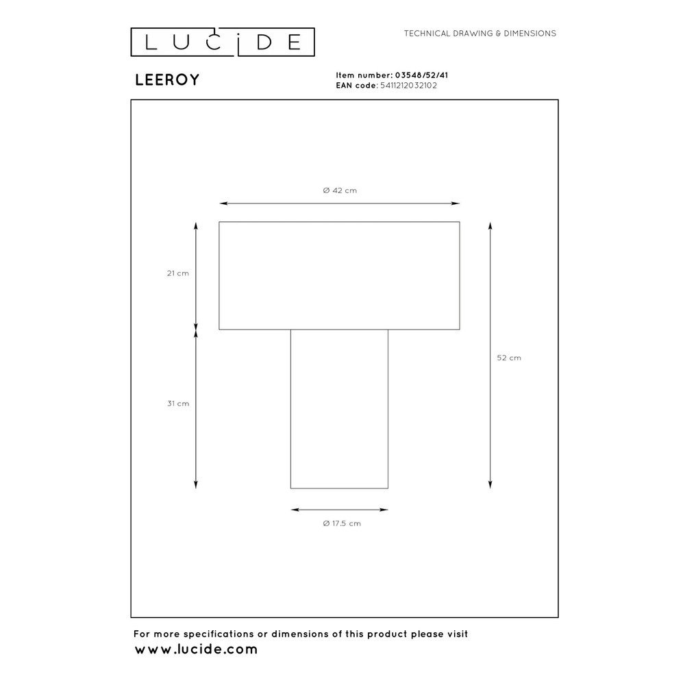 Lampe de table Leeroy taupe Lucide 5411212032102