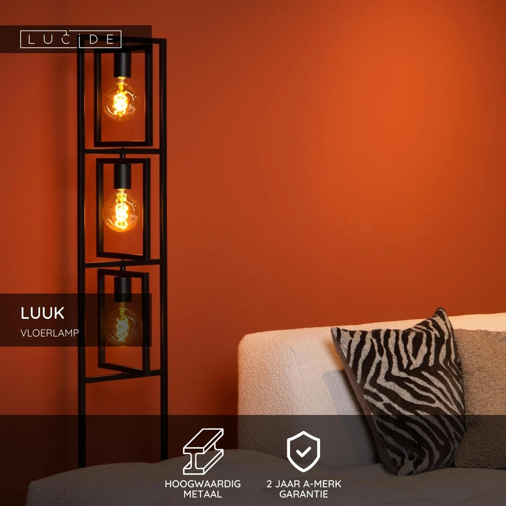 Lampe de pied Luuk Noir à 3 lumières Lucide 5411212010858