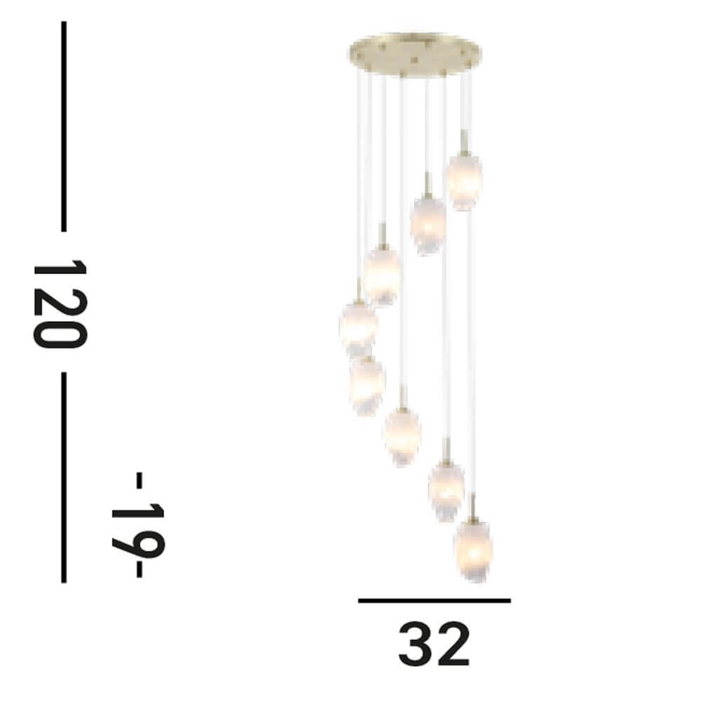 Suspension vide 8 lumières Rocky avec verre blanc Searchlight 5053423273181