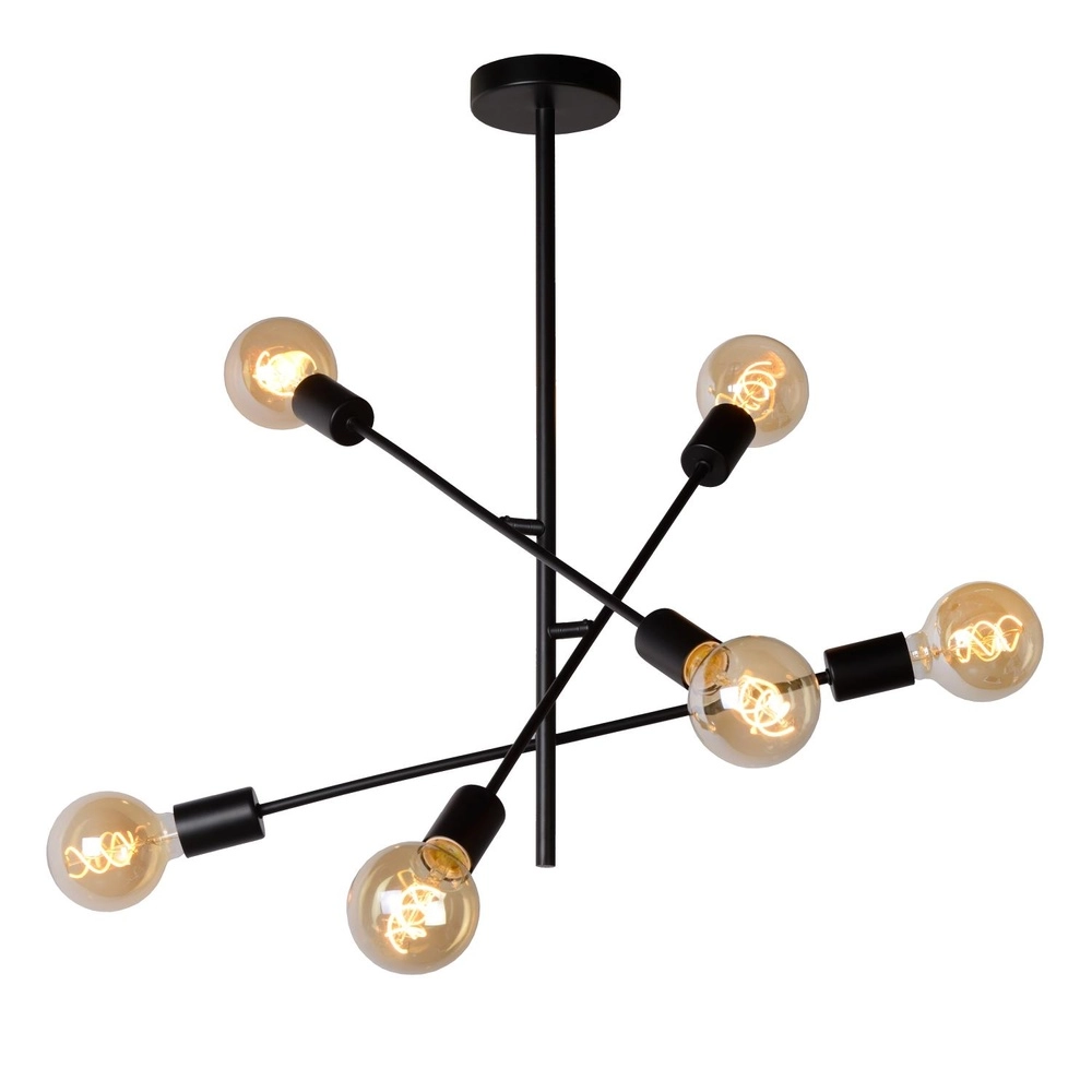 Lampe de plafond Lester Noirs à 6 feux Lucide 5411212211033