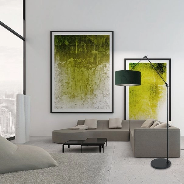 Lampe de lecture au sol Prestige Chic noir avec abat-jour en velours vert de 40 cm Steinhauer 8712746145854