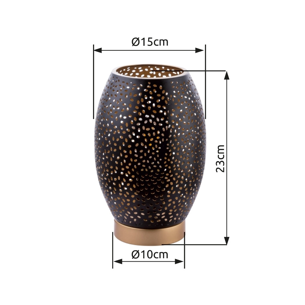 Lampe de table Narri Noir avec or - petits trous Globo 9007371372553