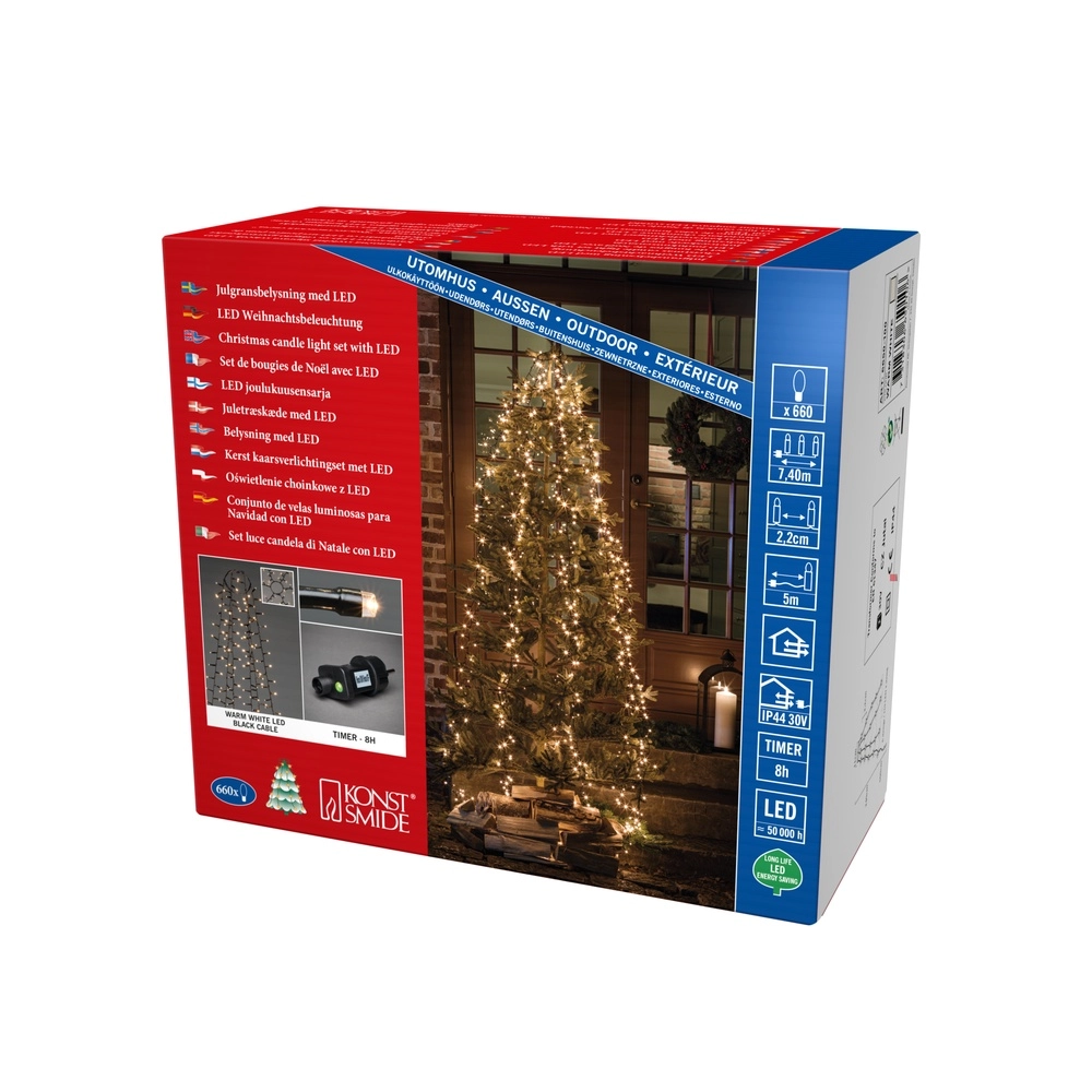 Kit d’éclairage 240cm - 6x 110 led - 2100K pour sapin de Noël KonstSmide 7318306650809
